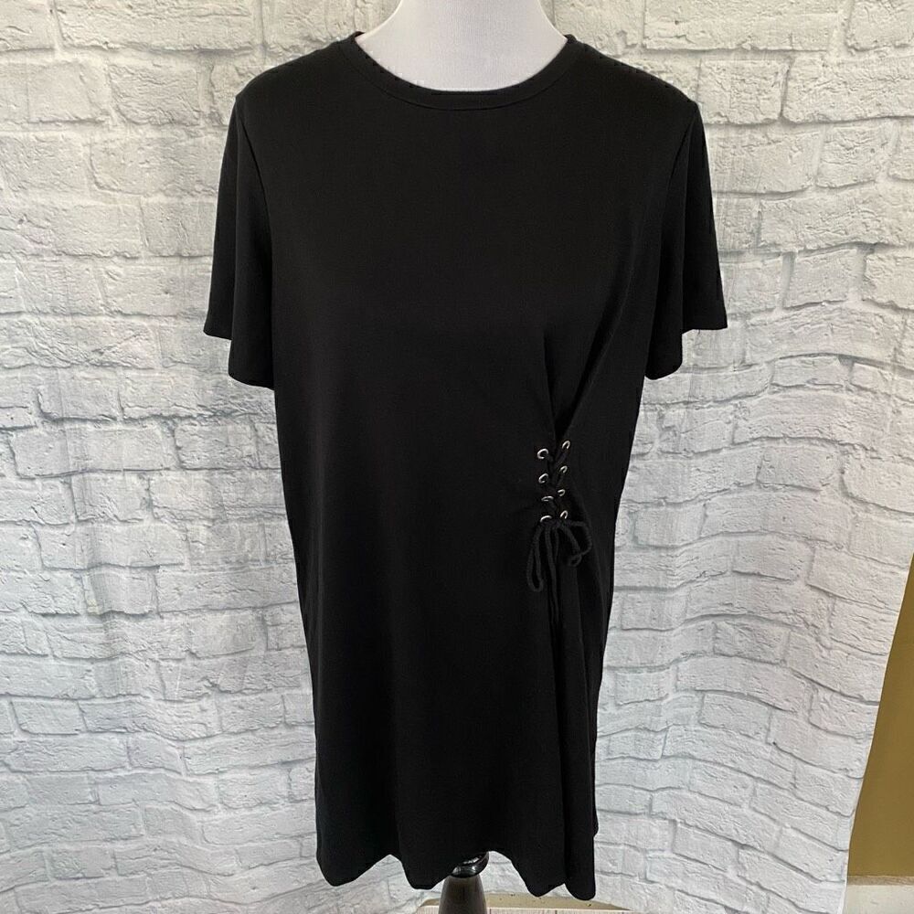 Jeanne Pierre women XL pullover scoopneck short sleeve shift dress black